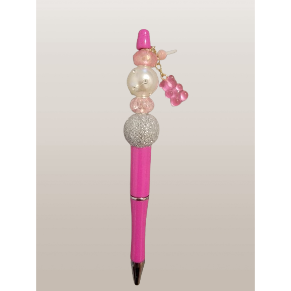 Beaded Pen – "Pink Gummy Bear & Lollipop: Charms