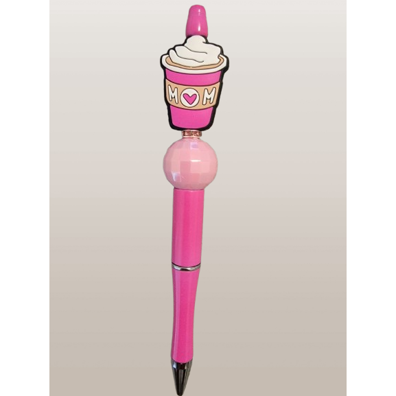 Beaded Pen – "MOM" Coffee Cup Edition