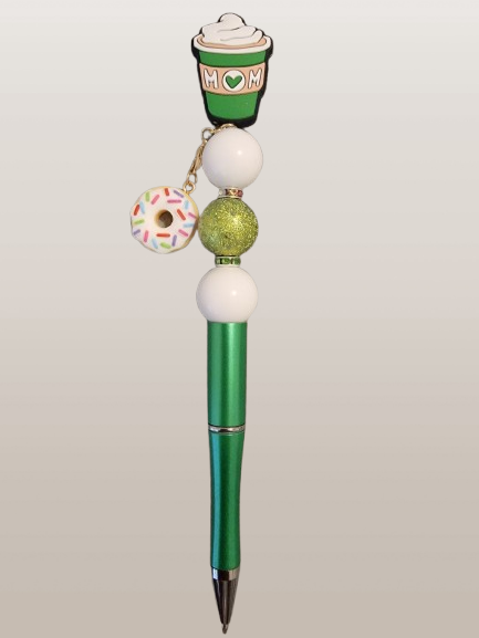 Beaded Pen – "Mom's Green Coffee Cup" Edition