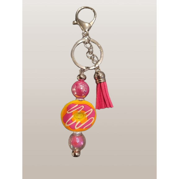 Beaded Keychain with "Frosted Donut" Focal