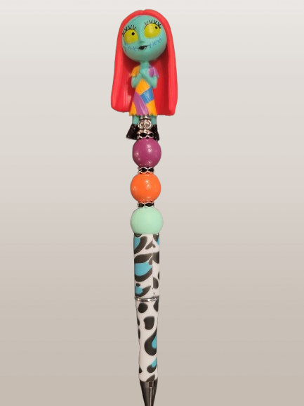 Beaded Pen with "Patchwork Penny" Mini Figure Topper