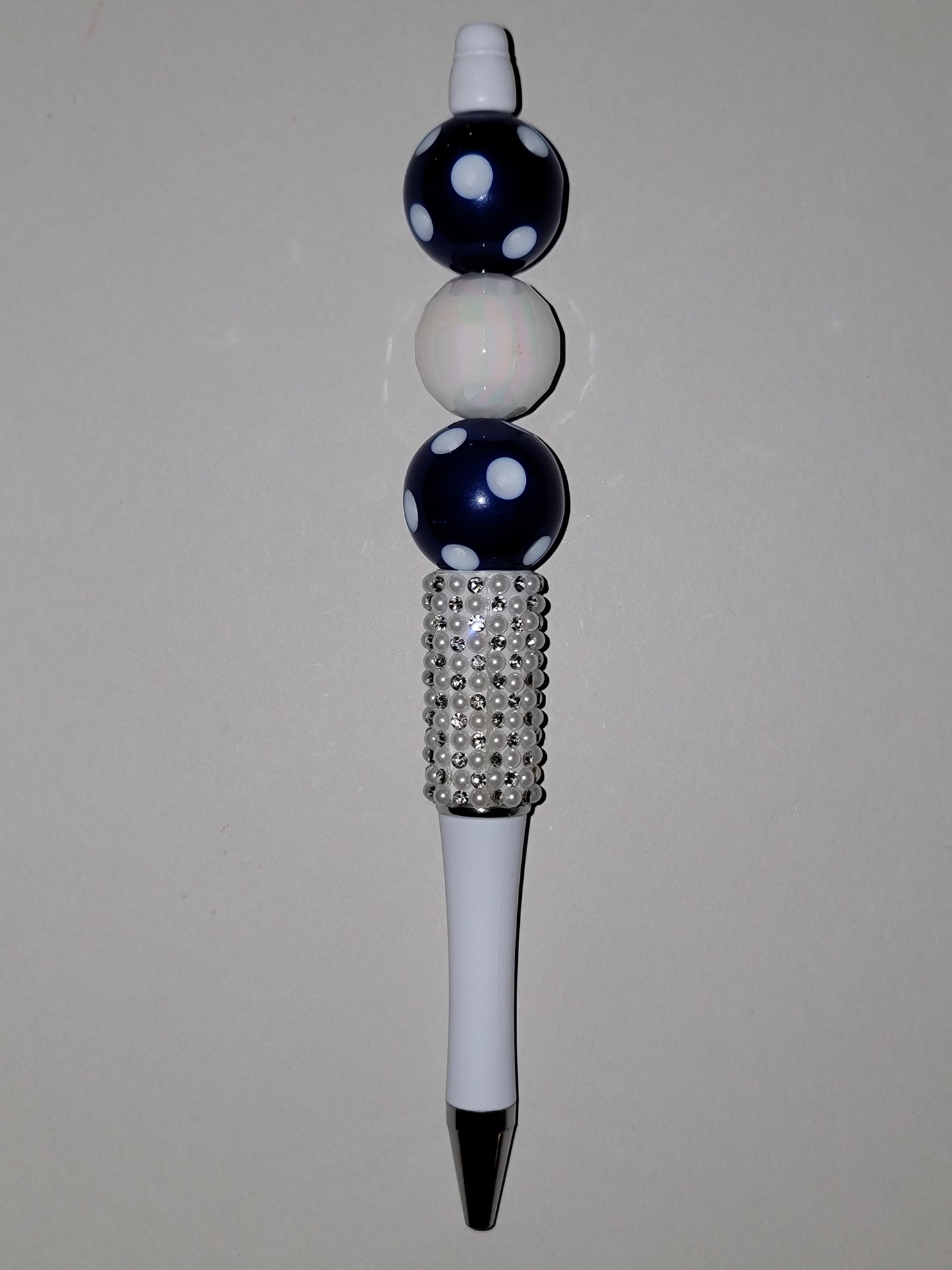 Black & White Polka Dot Beaded Trio Pen