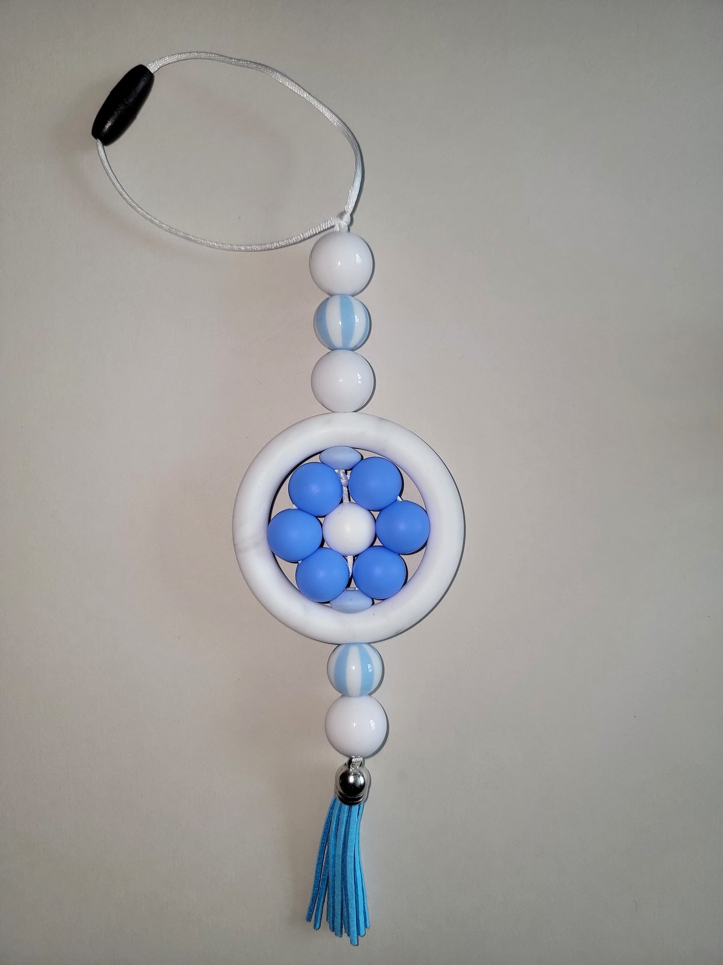 Ocean Breeze Beaded Car Charm with Blue Tassel