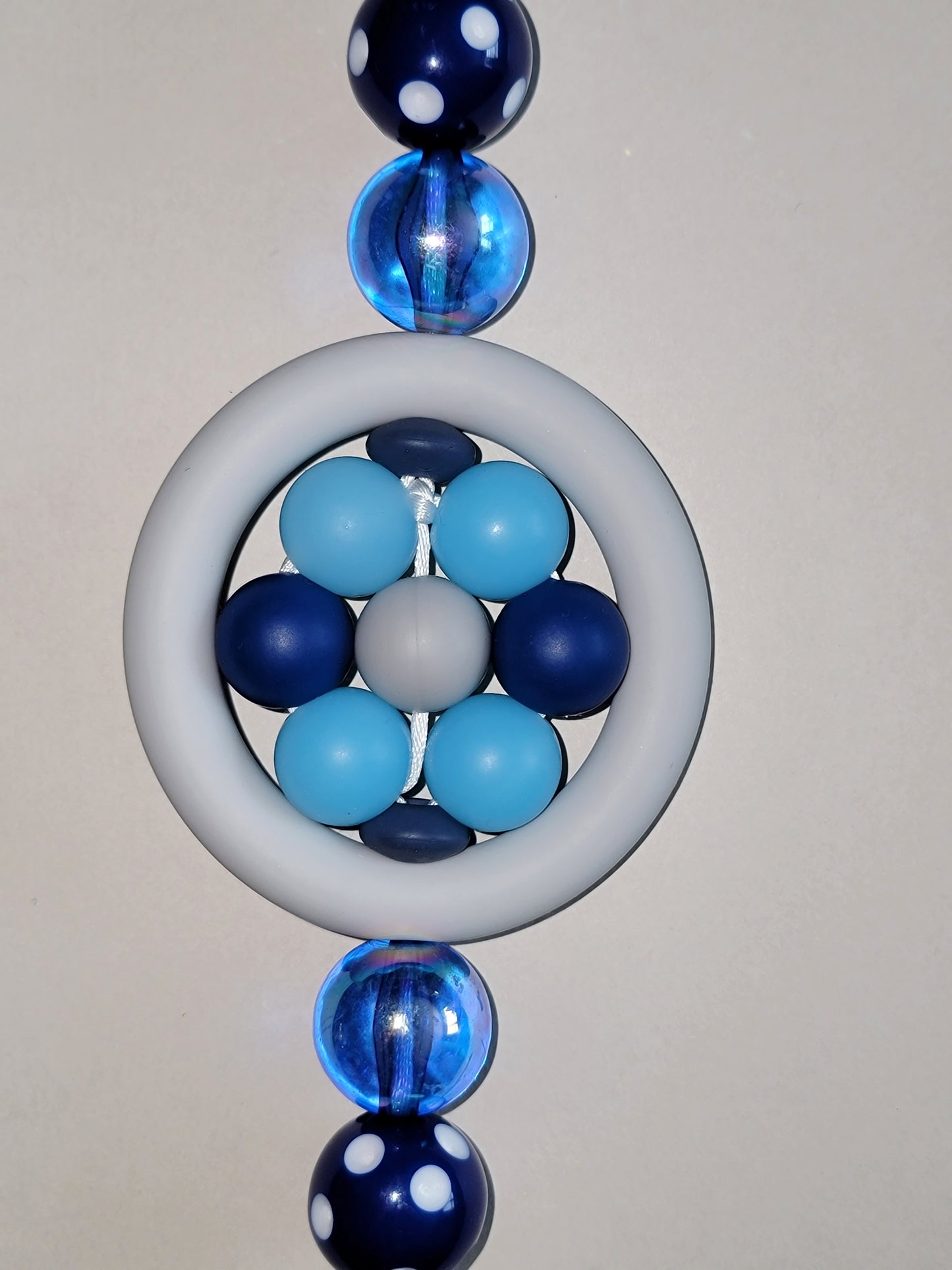 Serene Shades of Blue Beaded Car Charm with Clear Accents