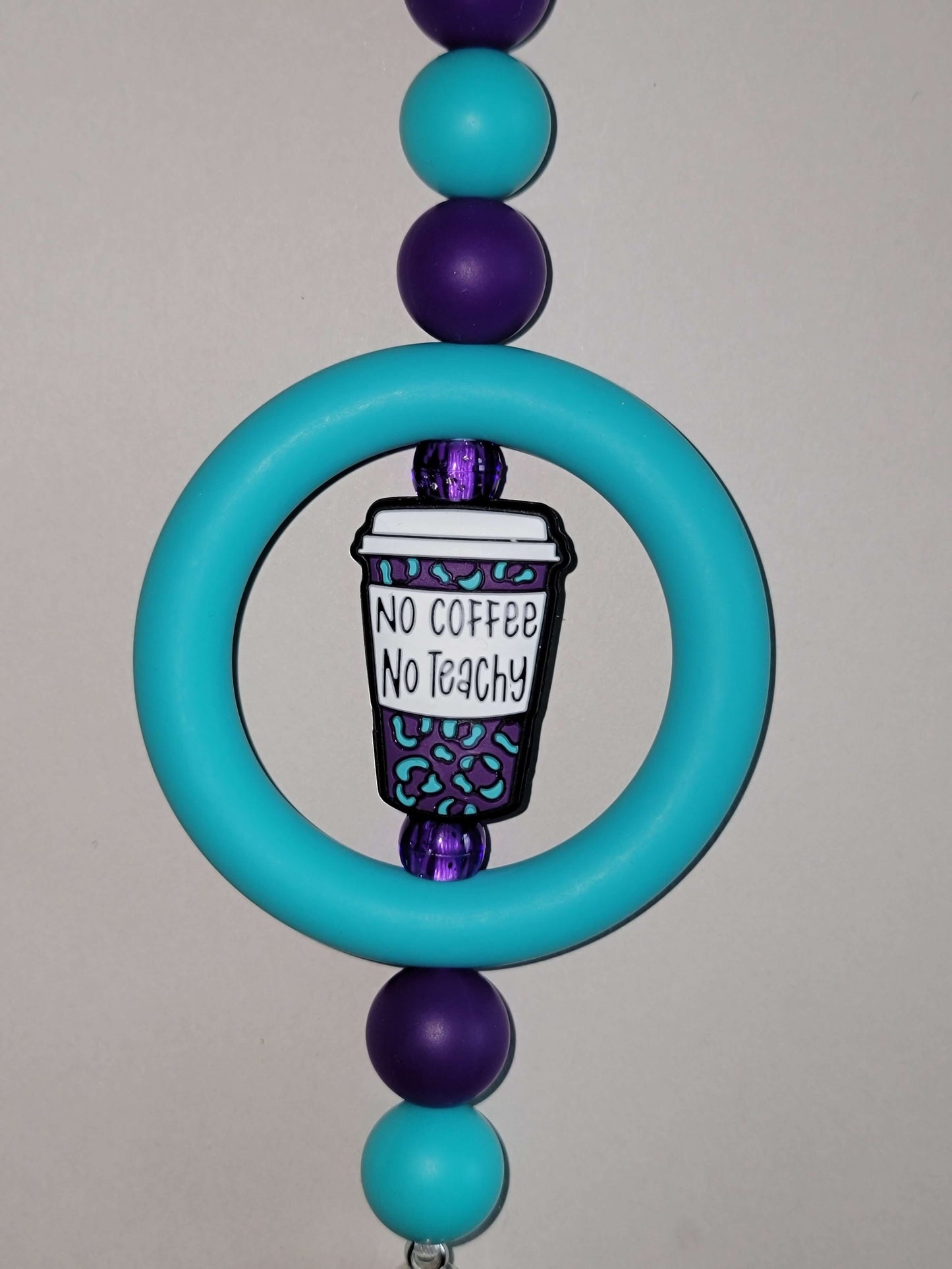 Blue Leopard Print Coffee Cup Beaded Car Charm