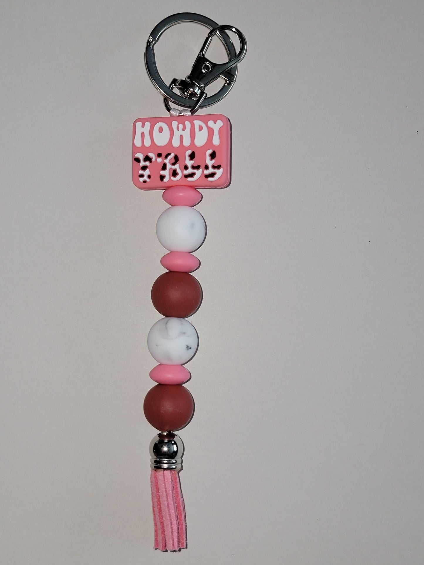 Howdy Y’all Pink Beaded Zipper Pull
