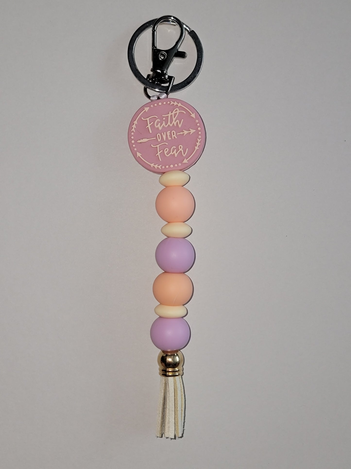 Faith Over Fear Violet Beaded Zipper Pull