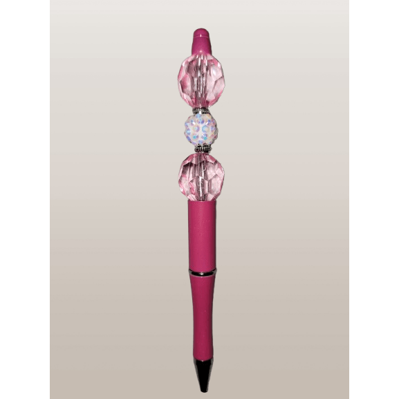 Beaded "Trio" Pen – Pink with Sparkle and Elegance - 21Wishes