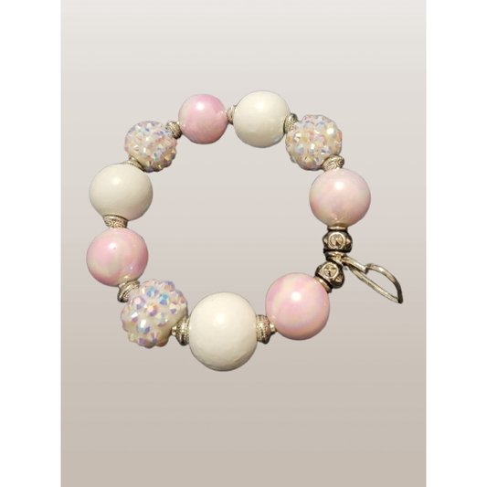 Beaded Charm Bracelet – "Pink Elegance"