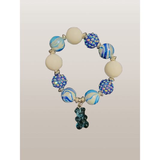 Beaded Charm Bracelet – "Blue Gummy Bear Delight"