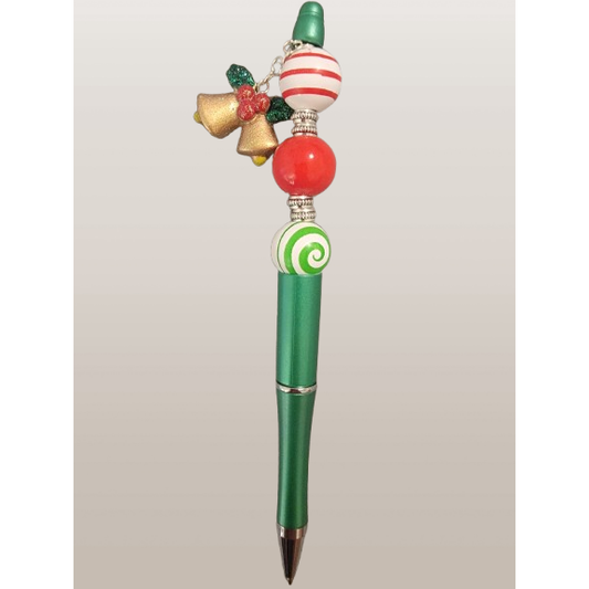 Beaded Pen – "Bells of Holly"