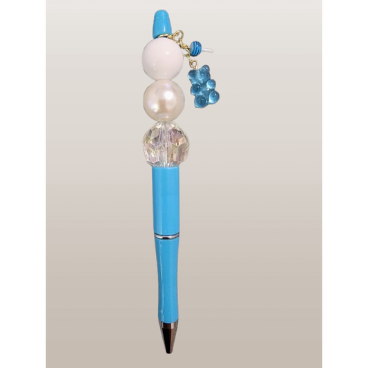 Beaded Pen – "Blue Gummy Bear" Charm