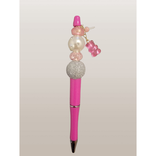 Beaded Pen – "Pink Gummy Bear & Lollipop: Charms