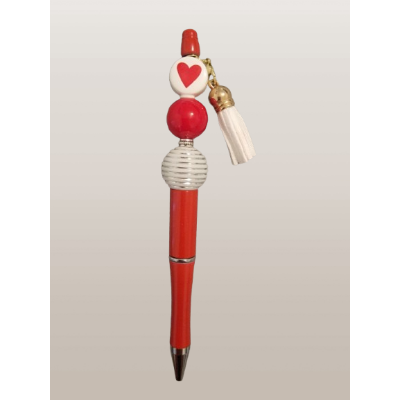 Beaded Pen – "Queen of Hearts" Edition