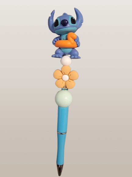 Beaded Pen – "Stitch in Orange Swan Floaty" Edition