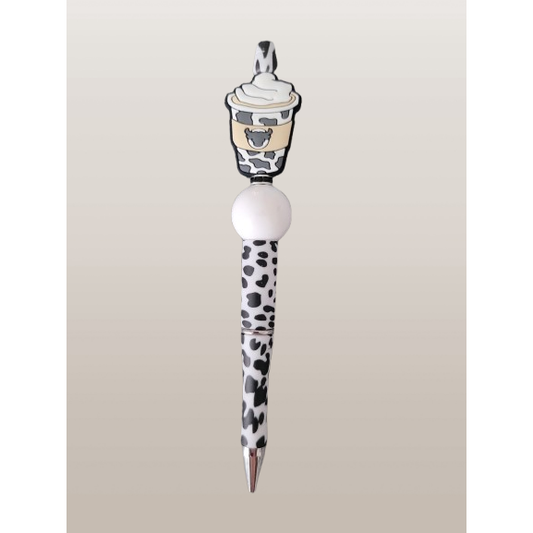 Beaded Pen – "Latte in a Cow Print Cup" Edition