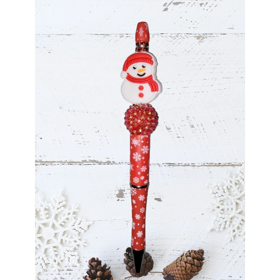 Beaded Snowman Pen – A Touch of Winter Wonderland