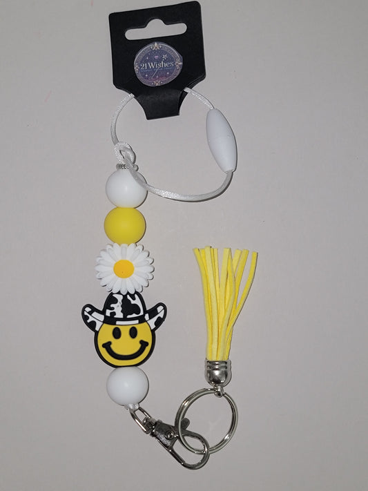 Cowboy Blooms Beaded Car Charm