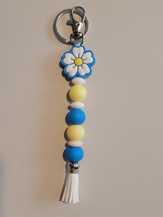 Blue Blossom Beaded Zipper Pull