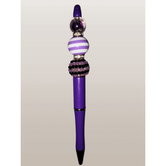 Beaded "Trio" Purple Swirl Pen - 21Wishes